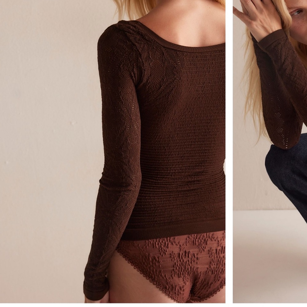 Free People So Many Likes Brown Long Sleeve Top - Picture 2 of 4
